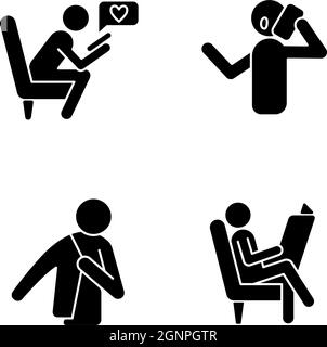 Everyday routine black glyph icons set on white space Stock Vector ...