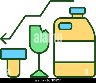 Different types of waste RGB color icon Stock Vector