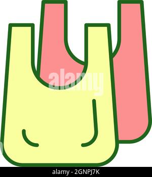 Two plastic bags RGB color icon Stock Vector