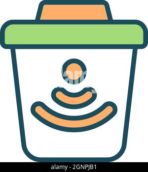 Smart trashcan RGB color icon Stock Vector