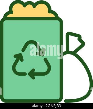 Trash container and garbage bag RGB color icon Stock Vector