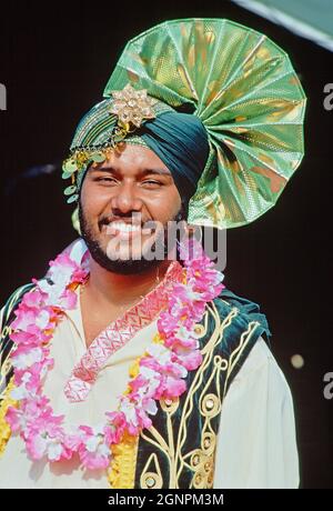 Singapore. Indian dance festival. Outdoor portrait of Sikh man. Stock Photo
