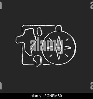 Geography chalk white icon on dark background Stock Vector