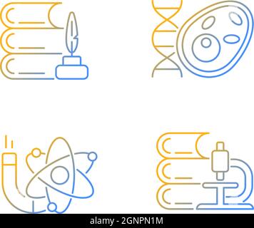 Diversity of subjects in school gradient linear vector icons set Stock Vector