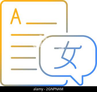 Foreign languages gradient linear vector icon Stock Vector