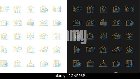 Building safety requirements gradient icons set for dark and light mode Stock Vector