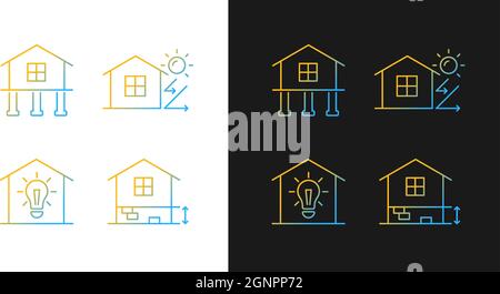 Residential building gradient icons set for dark and light mode Stock Vector