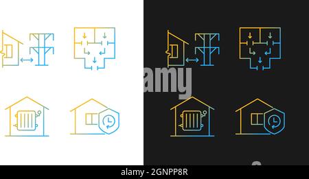 Home building regulation gradient icons set for dark and light mode Stock Vector