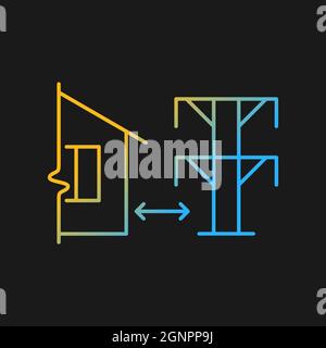 Distance from electric lines gradient vector icon for dark theme Stock Vector