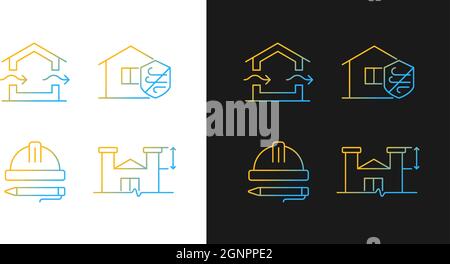 Standards for construction gradient icons set for dark and light mode Stock Vector