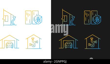 Residential construction gradient icons set for dark and light mode Stock Vector