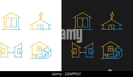 Building safe house gradient icons set for dark and light mode Stock Vector