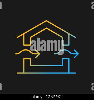 Ventilation system gradient vector icon for dark theme Stock Vector
