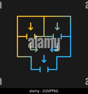 Means to vacate building gradient vector icon for dark theme Stock Vector