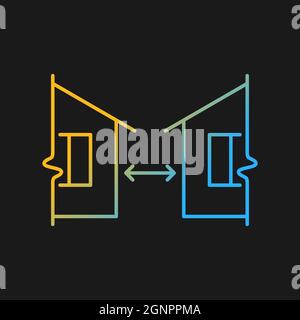 Minimum distance between buildings gradient vector icon for dark theme Stock Vector