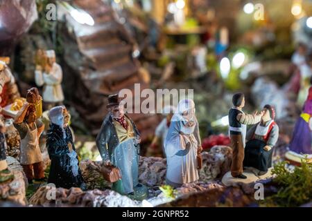 Traditional Provencal Christmas crib - Close up on Santons Stock Photo