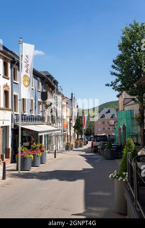 Europe, Luxembourg, Wiltz, Grand-Rue with Shops and Cafés Stock Photo