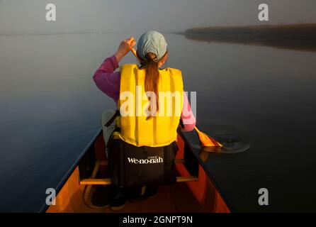 Canoeing on Siletz Bay, Siletz Bay National Wildlife Refuge, Oregon Stock Photo