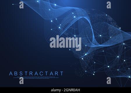 Global network connection concept. Big data visualization. Social network communication in the global computer networks. Internet technology. Business Stock Vector