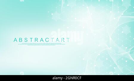 Abstract healthcare and medical background. Hexagonal technological background. Wave flow innovation pattern. Vector illustration. Stock Vector