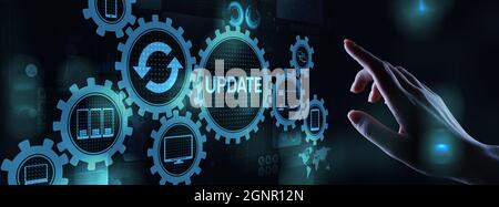 Update System Upgrade Software version technology concept on virtual screen Stock Photo