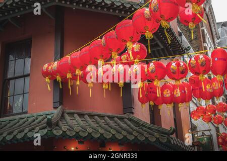 Chinese new year building decoration from London China town Stock Photo