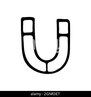Hand drawn doodle style magnet in vector. Isolated illustration on white background. For interior design, wallpaper, packaging, poster Stock Vector