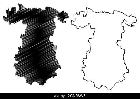 Gadag district (Karnataka State, Republic of India, Belgaum division) map vector illustration, scribble sketch Gadag map Stock Vector