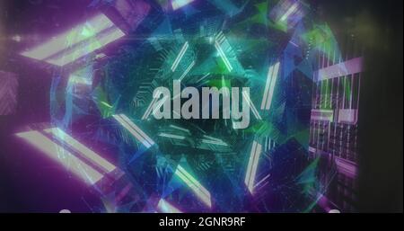 Globe of Plexus networks against glowing tunnel Stock Photo