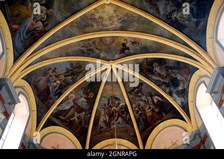 Saint-Hippolyte church. Life of Christ. Fresco.  Thonon. France. Stock Photo