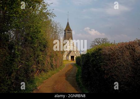 Sainte-Eugenie catholic church, Bosc-Renoult en Ouche, Eure, France Stock Photo