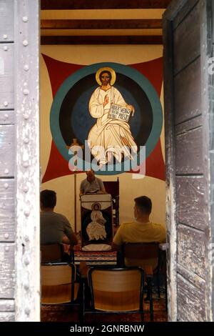 Trieste Cathedral.  Christ Pantocrator in the chapel.  Italy. Stock Photo