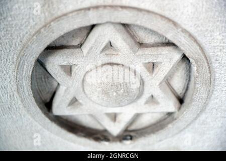 Exterior of synagogue.  Star of David.  Jewish symbol.  Trieste. Italy. Stock Photo