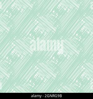 Diagonal scrim linen weave texture vector pattern. Seamless pastel blue teal canvas effect backdrop with scribbled painterly overlapping slanted lines Stock Vector