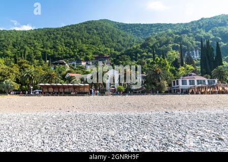 Gagra, Abkhazia - June 3.2018.View on Colonnade from beach - Popular tourist attraction Stock Photo