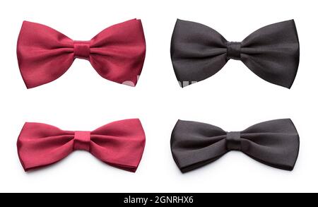 Red and black bow ties set isolated on white background Stock Photo