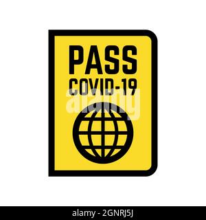 Covid 19 yellow immune passport. ID card icon Stock Vector