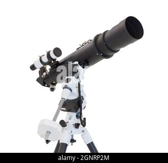 Telescope on azimuth mount isolated on white background Stock Photo