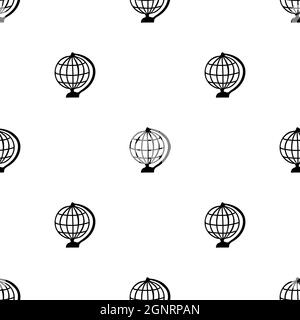 Seamless pattern with hand drawn earth globe. Doodle style vector illustration isolated on white background. For interior design, wallpaper, packaging Stock Vector