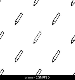 Seamless pattern with hand drawn pencil. Doodle style vector illustration isolated on white background. For interior design, wallpaper, packaging, pos Stock Vector