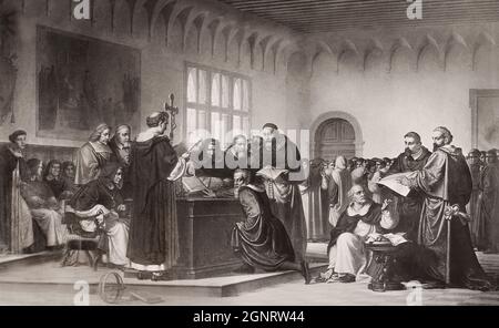 Galileo Galilei before the Roman Inquisition, 1632 Stock Photo