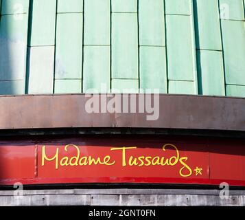 Close-up image of the entrance of Madame Tussauds, the famous wax museum in London Stock Photo