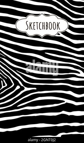 Zebra skin texture pattern, seamless vector background, hand drawn sketchbook illustration Stock Vector