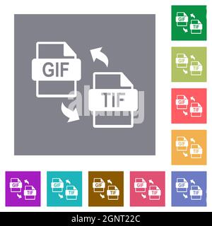 gif tif file conversion flat white icons on round color backgrounds. 17 ...