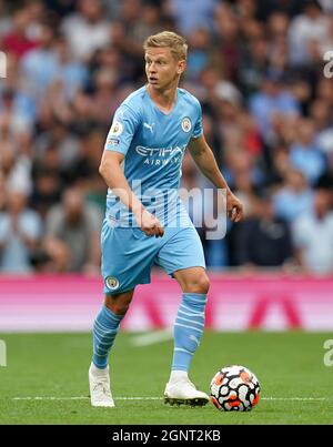 File photo dated 15-08-2021 of Manchester City's Oleksandr Zinchenko. Picture date: Sunday August 15, 2021. Issue date: Monday September 27, 2021. Stock Photo