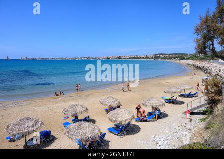 Kritika beach, in Methoni town, Messinia region, Peloponnese, Greece ...