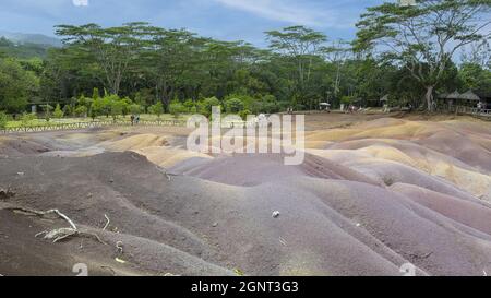 CHAMAREL, MAURITIUS - Nov 14, 2018: A Chamarel Seven Colored Earth Geopark, Mauritius Stock Photo