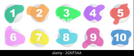 Number bullet points 1 to 10. Creative 3d markers set. Vector illustration. Stock Vector