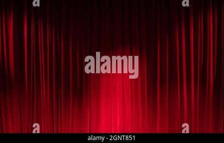 Red theater curtain on a stage, texture, textile red velvet - 1 Stock Photo