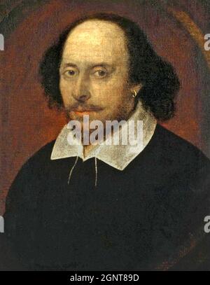 WILLIAM SHAKESPEARE (1564-1616) The Chandos portrait in the National Portrait Gallery, London Stock Photo